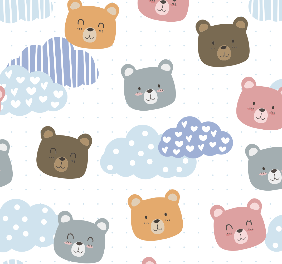 Bedroom vinyl rug minimalistic bear smile design - TenStickers