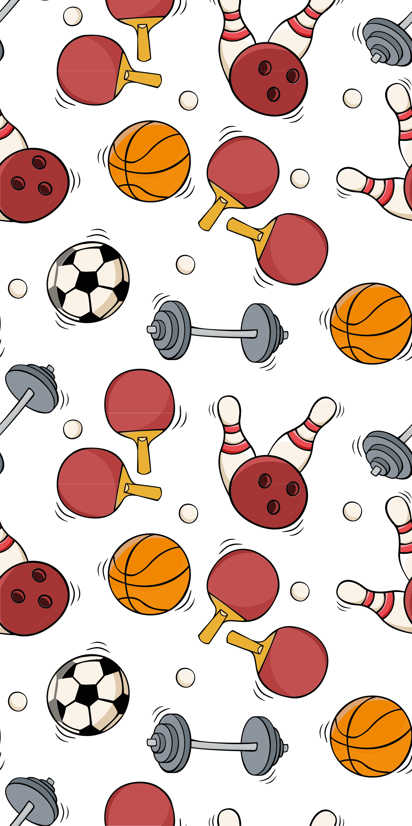 Bedroom vinyl rug with doodle sketch sports gear - TenStickers
