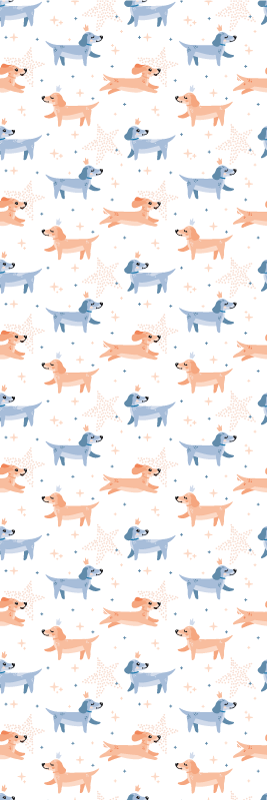 Bedroom vinyl rug with cute crowned dogs - TenStickers