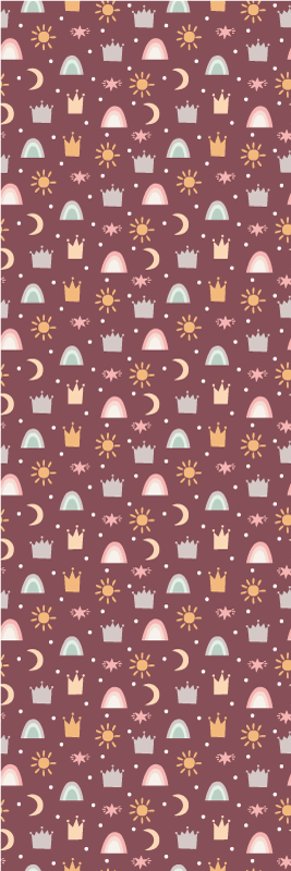 Bedroom vinyl rug with crowns, stars, and rainbows - TenStickers
