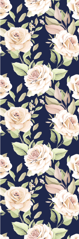 Bedroom vinyl rug with vintage rose pattern on blue - TenStickers