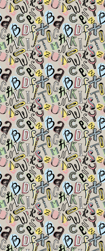 Bedroom vinyl rug nordic alphabet design - TenStickers