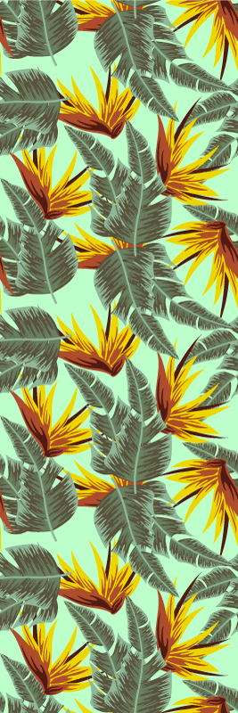 Bedroom vinyl rug with green and yellow leaves - TenStickers