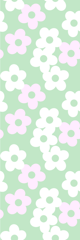Green with white and pink flowers bedroom vinyl rug - TenStickers