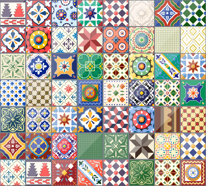 Original squared colorful vinyl rug - TenStickers