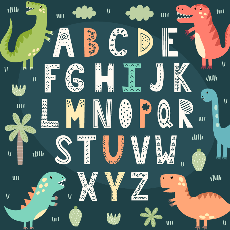 Dinosaur alphabet vinyl rug - TenStickers