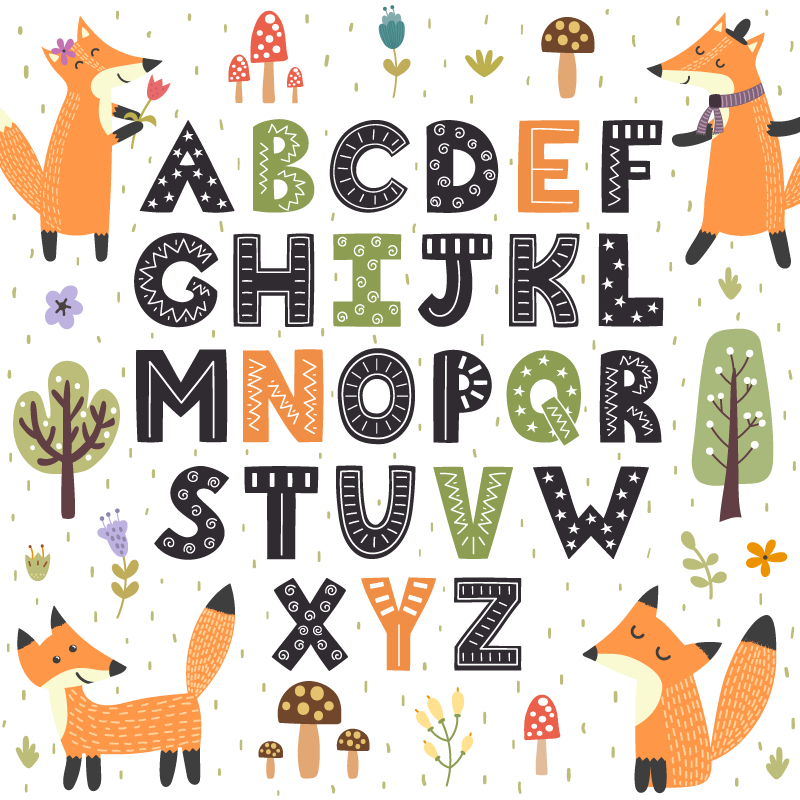stunning vinyl alphabet rug with forest - TenStickers