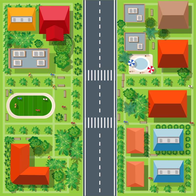 Playful Townscape playroom vinyl rug - TenStickers