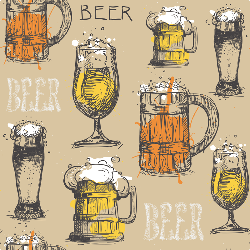 Beverage Illustrations custom vinyl rug - TenStickers
