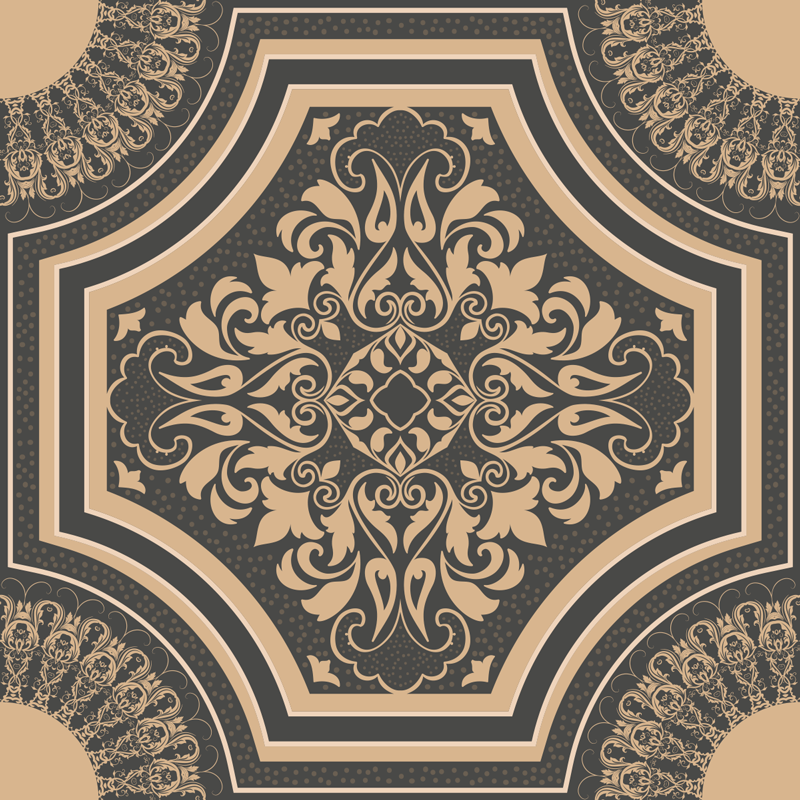 Fantastic barroque style vintage vinyl rug - TenStickers