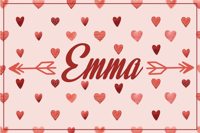 personalized hearts kids vinyl rug with name - TenStickers