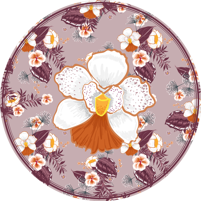 round colorful flower  vinyl living room rug - TenStickers