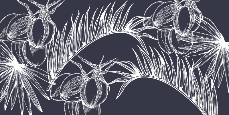 Botanical Line Art flower vinyl rug - TenStickers