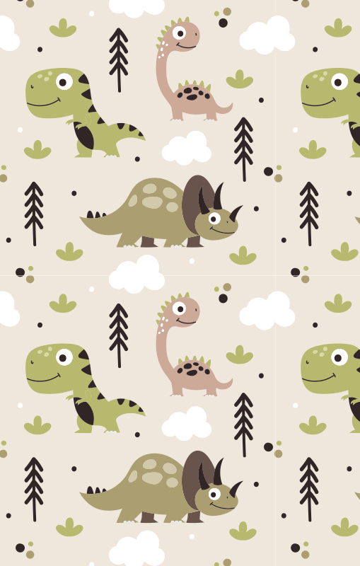 Playful Dinosaur Pattern kids vinyl rug - TenStickers