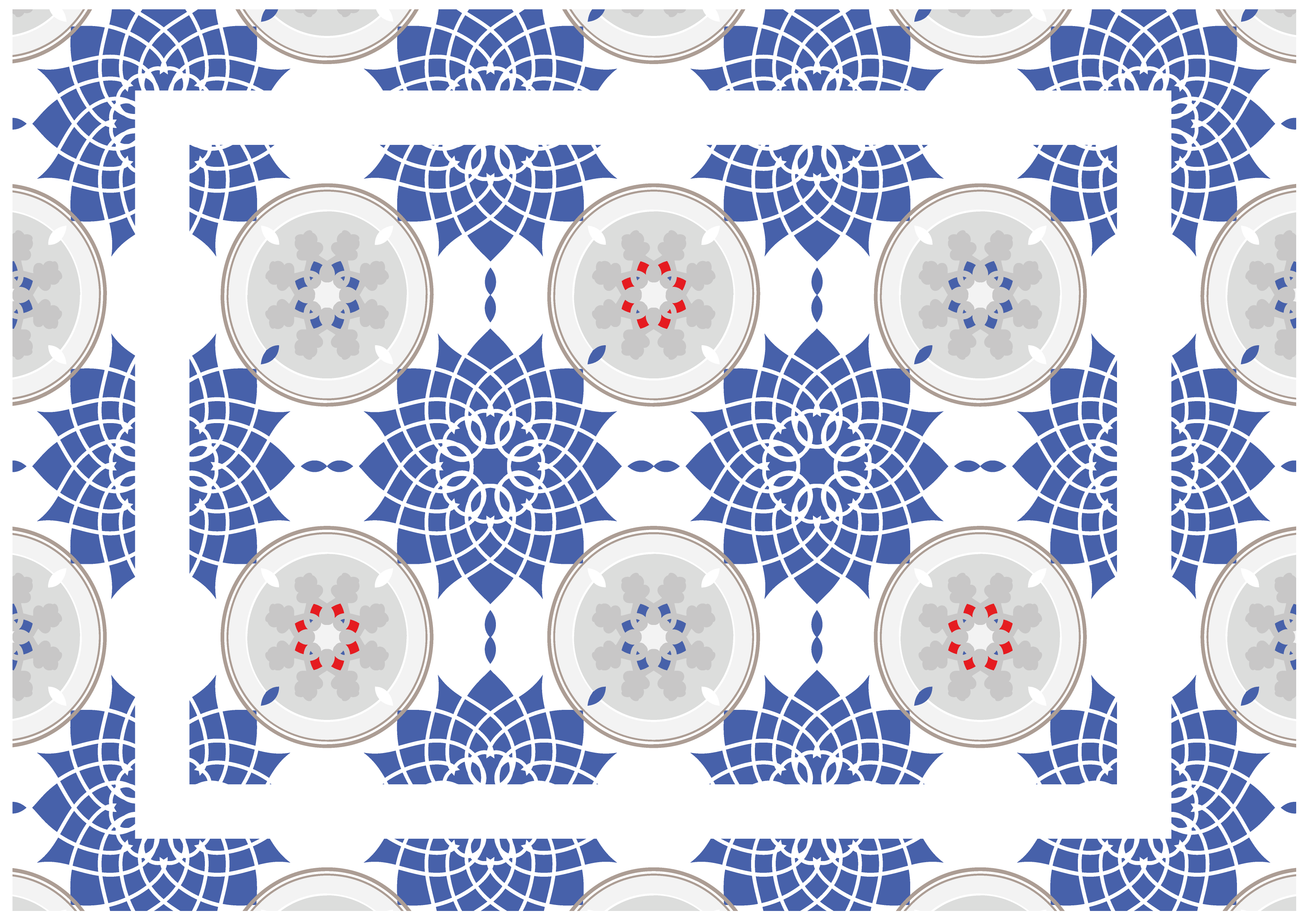 Blue tiles mandala vinyl rug - TenStickers