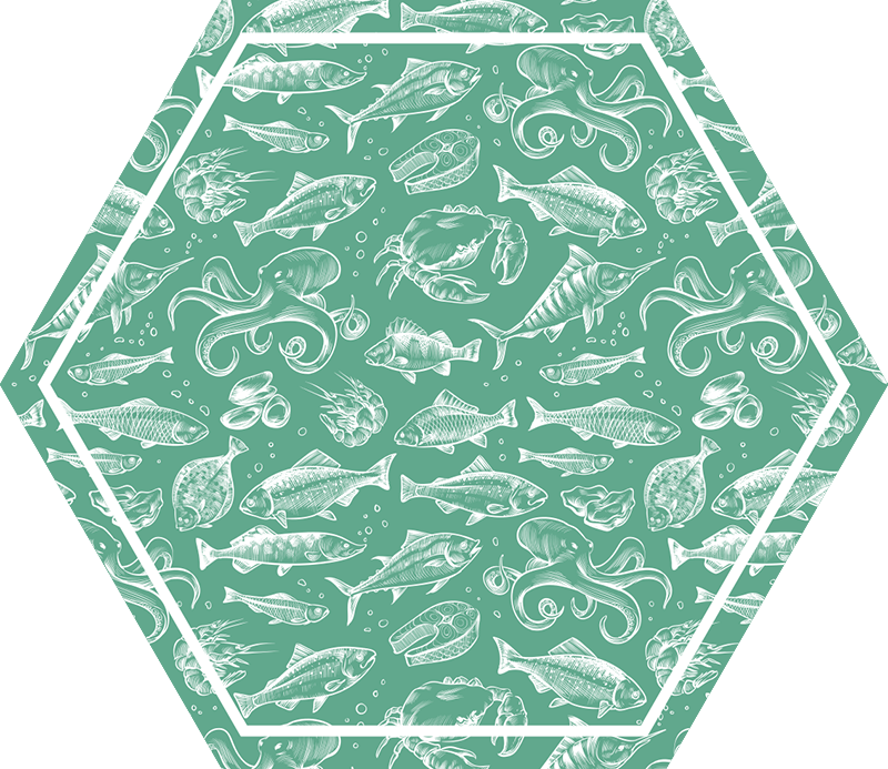 Sketch fish hand draw animal vinyl rug - TenStickers