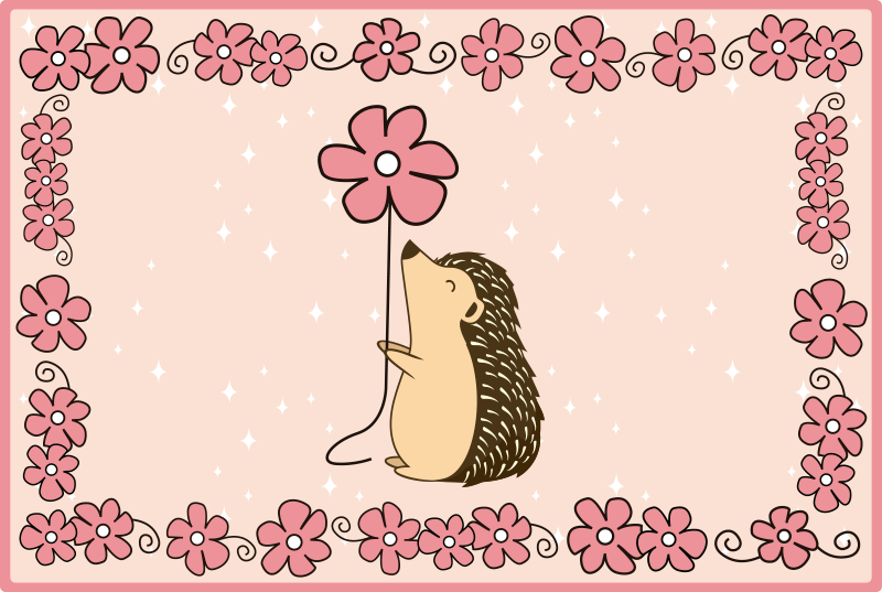 Hedgehog Floral nursery vinyl rug - TenStickers