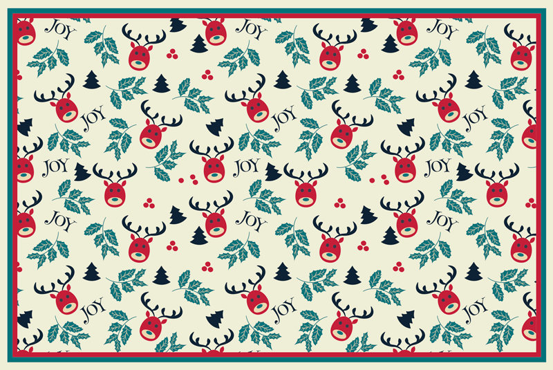 Joy and reindeer vinyl bedroom rug - TenStickers