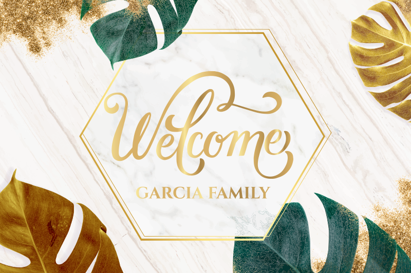 personalisable welcome marble personalised mat - TenStickers