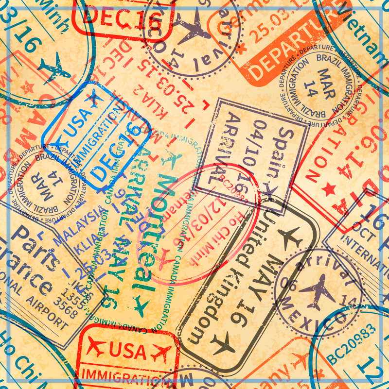 Amazing vintage travel stamp rug - TenStickers