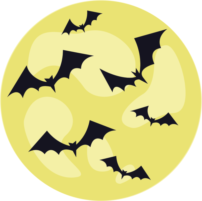 Nocturnal Bats Circle halloween vinyl rug - TenStickers