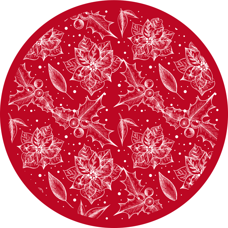 Seasonal Poinsettia Motif christmas vinyl rug - TenStickers