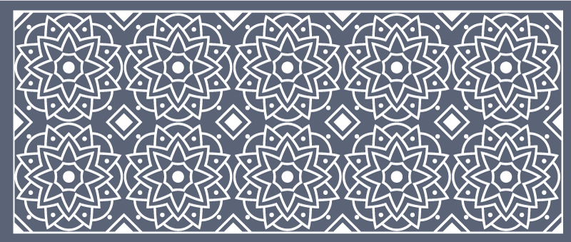 Mosaic ethnic pattern blue kitchen vinyl rug - TenStickers
