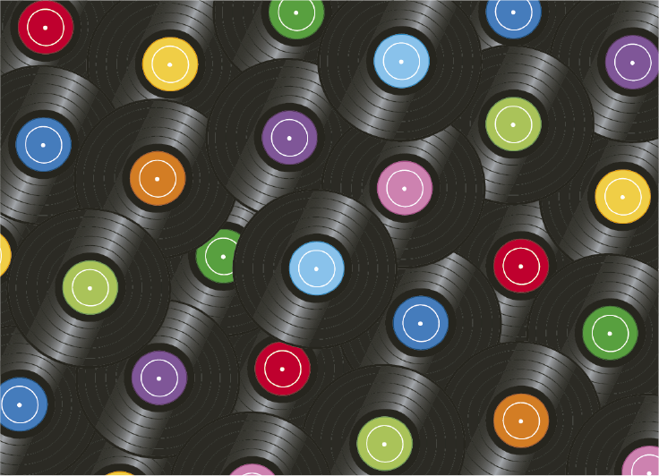 vinyl rug with vinyl records vintage rug - TenStickers