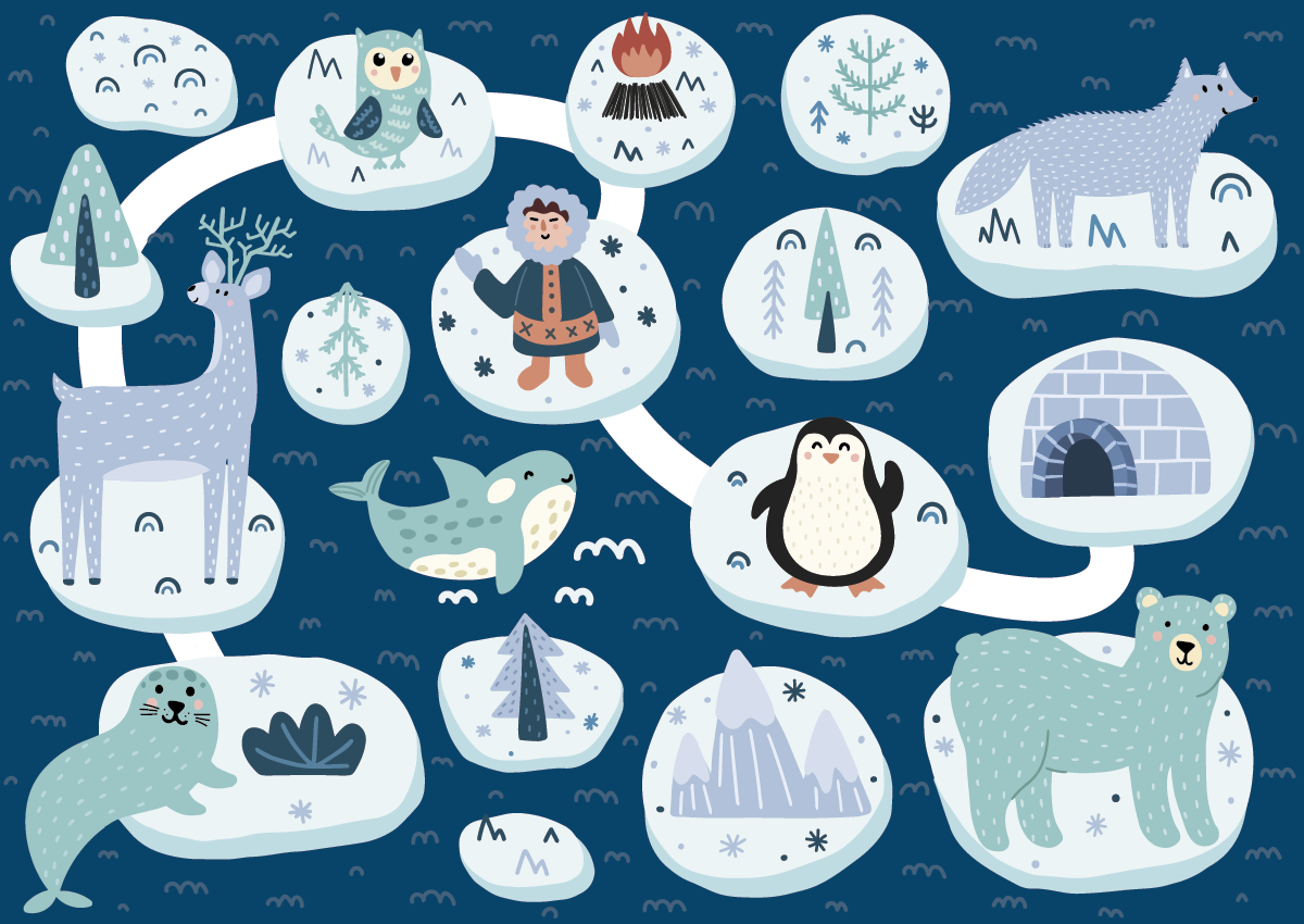 Polar animal road kids vinyl rug - TenStickers