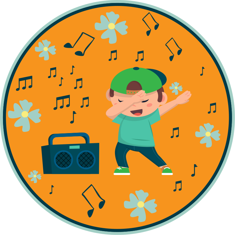 Dancing kid and radio stereo vinyl rug - TenStickers