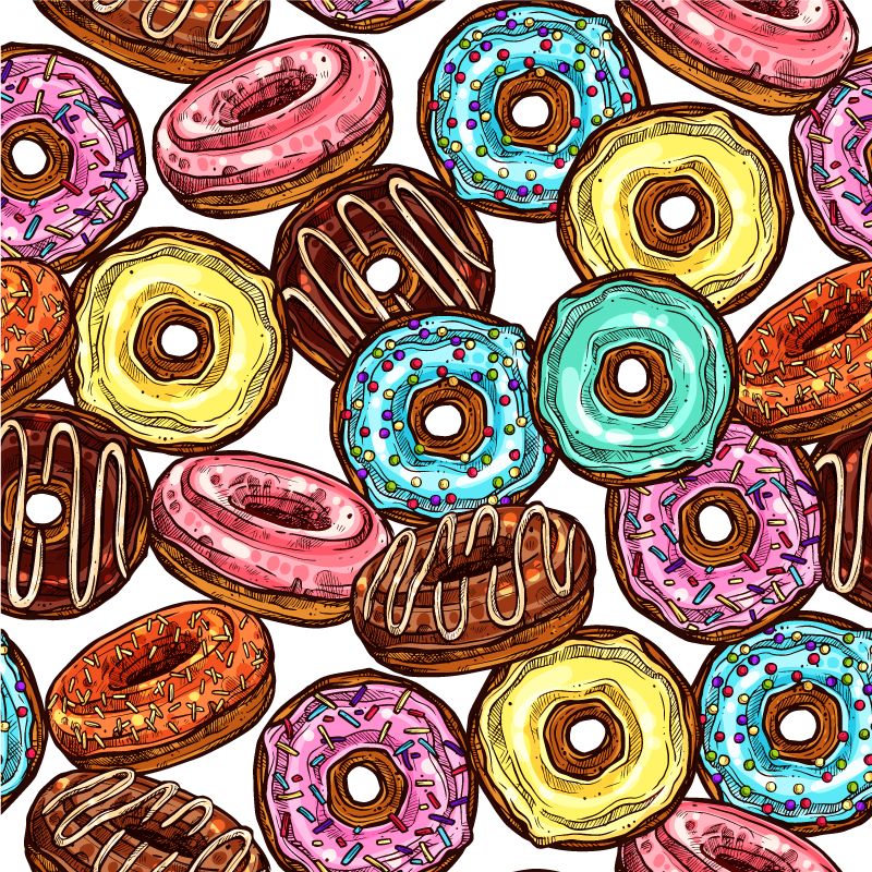 donuts background square vinyl rug - TenStickers