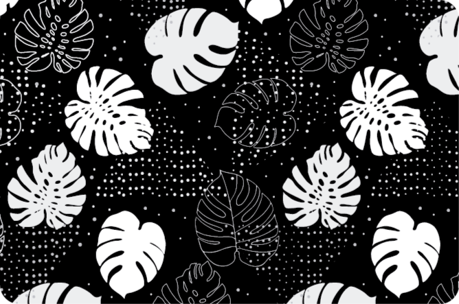 Monochrome Botanical floral vinyl rug - TenStickers