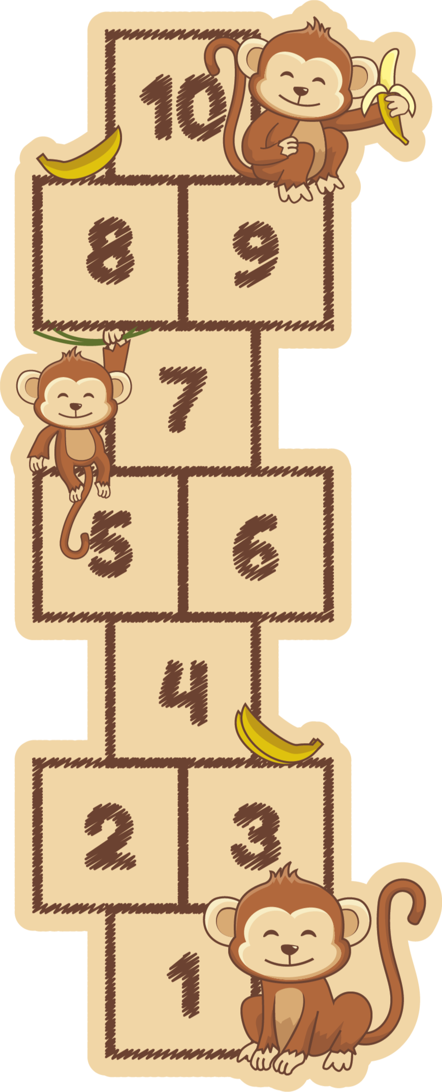 Monkey Hopscotch playroom vinyl rug - TenStickers