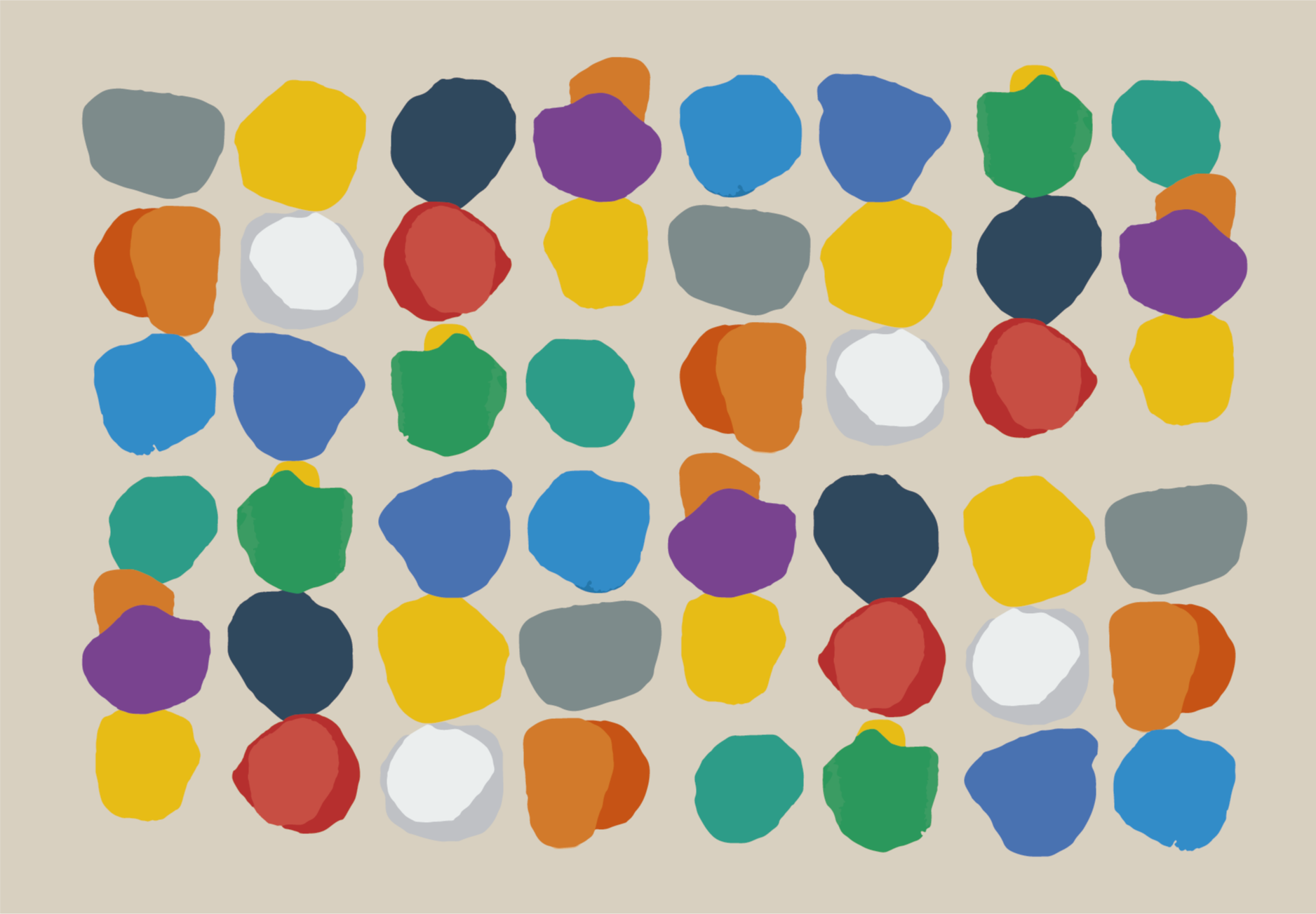 Colorful Pebble Shapes geometric vinyl rug - TenStickers