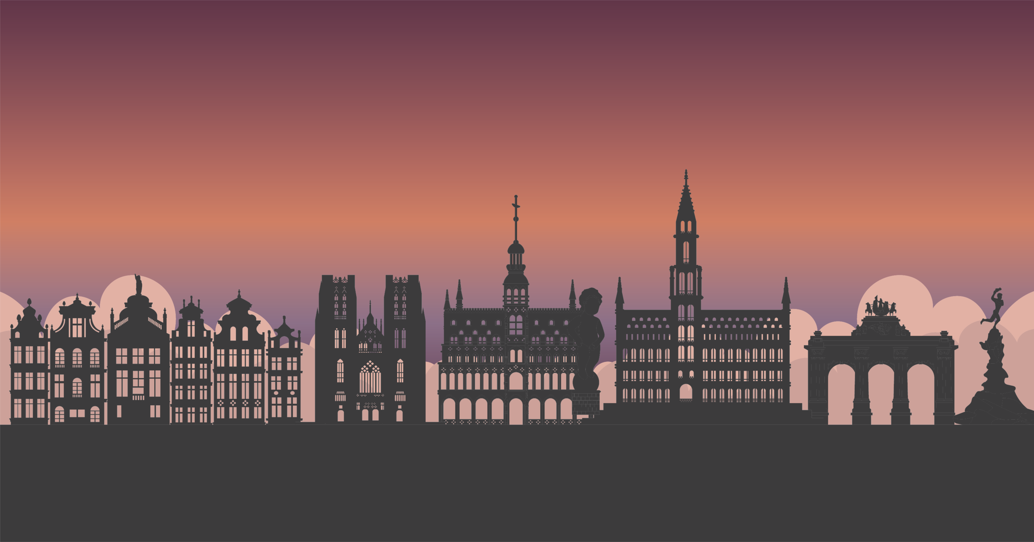 Silhouette Skyline world map vinyl rug - TenStickers