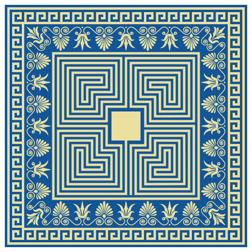 Greek Blue Tile vintage vinyl rug - TenStickers