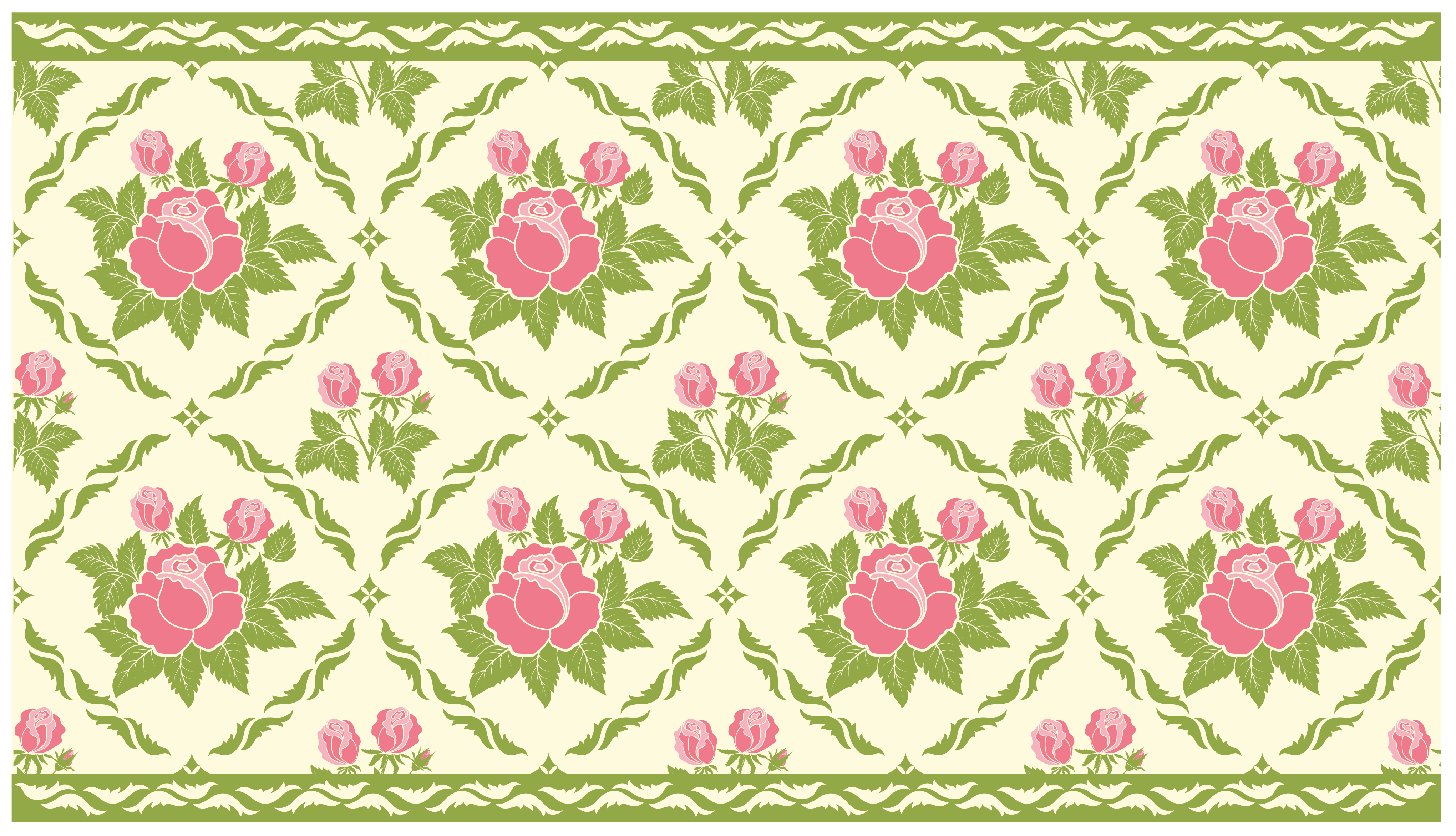 Floral Rose Pattern flower vinyl rug - TenStickers