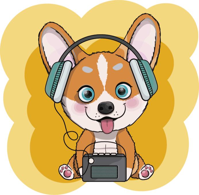 Vinyl rug dog listening to music animal rug - TenStickers