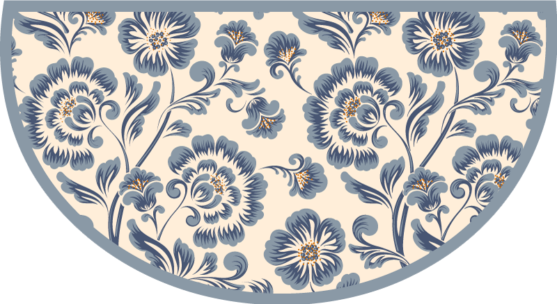 Blue Elegant Flowers vinyl rug - TenStickers