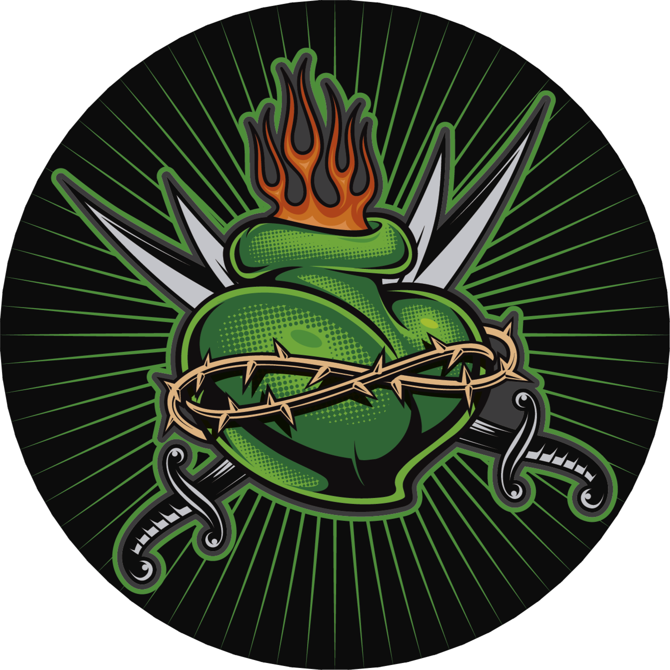 Fiery Sword Heart gaming vinyl rug - TenStickers