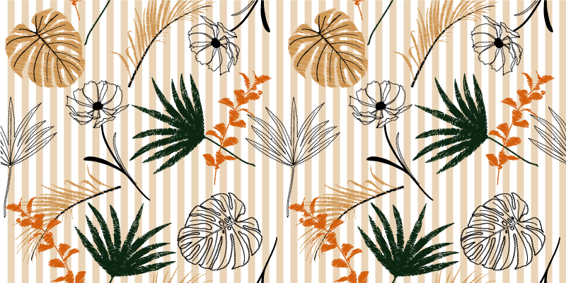 Botanical Theme flower vinyl rug - TenStickers