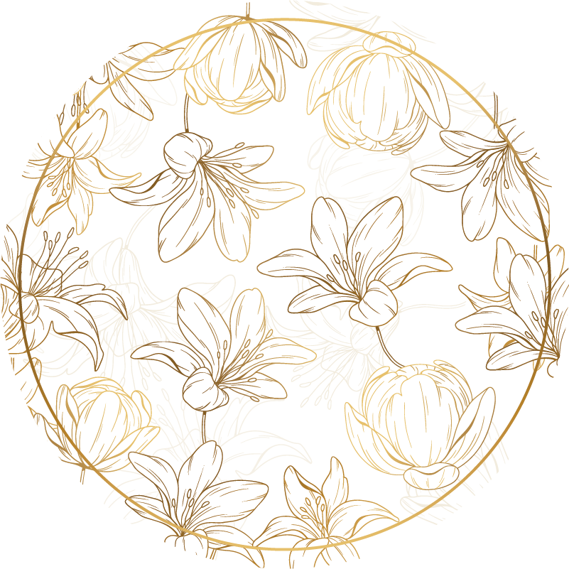 golden flowers floral rug - TenStickers