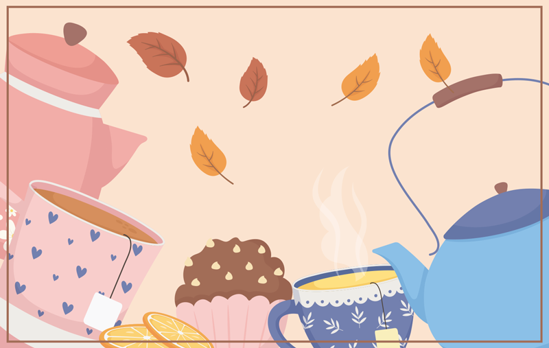 Teatime Illustration flower vinyl rug - TenStickers