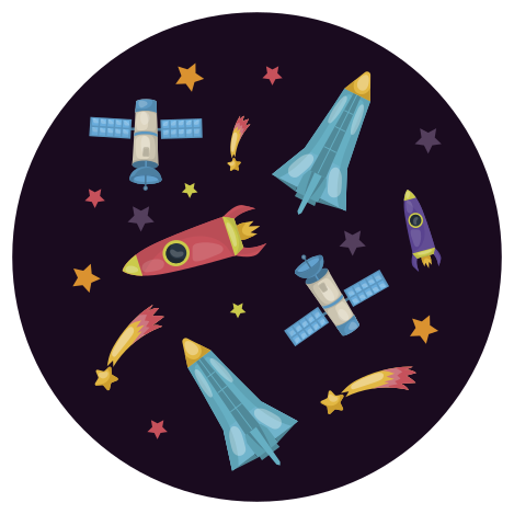 Space rockets planets kids vinyl rug - TenStickers