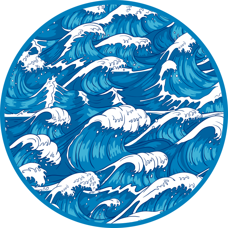 Japanese waves nature vinyl rug - TenStickers