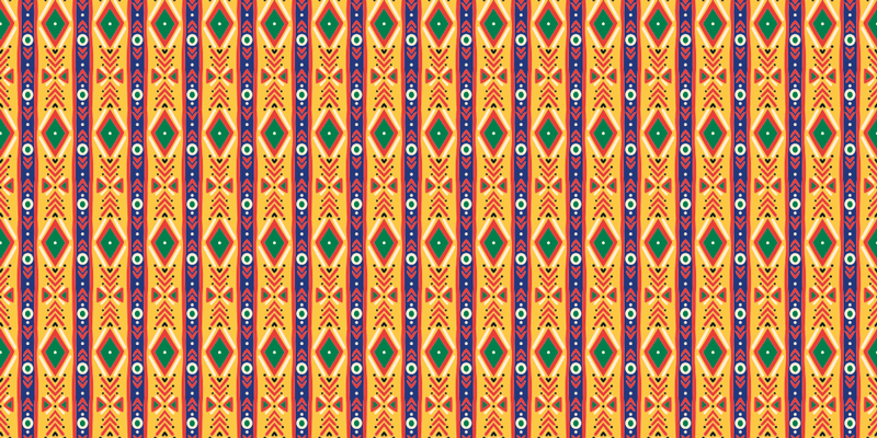 Blue, green, yellow tribal African ethnic rug - TenStickers
