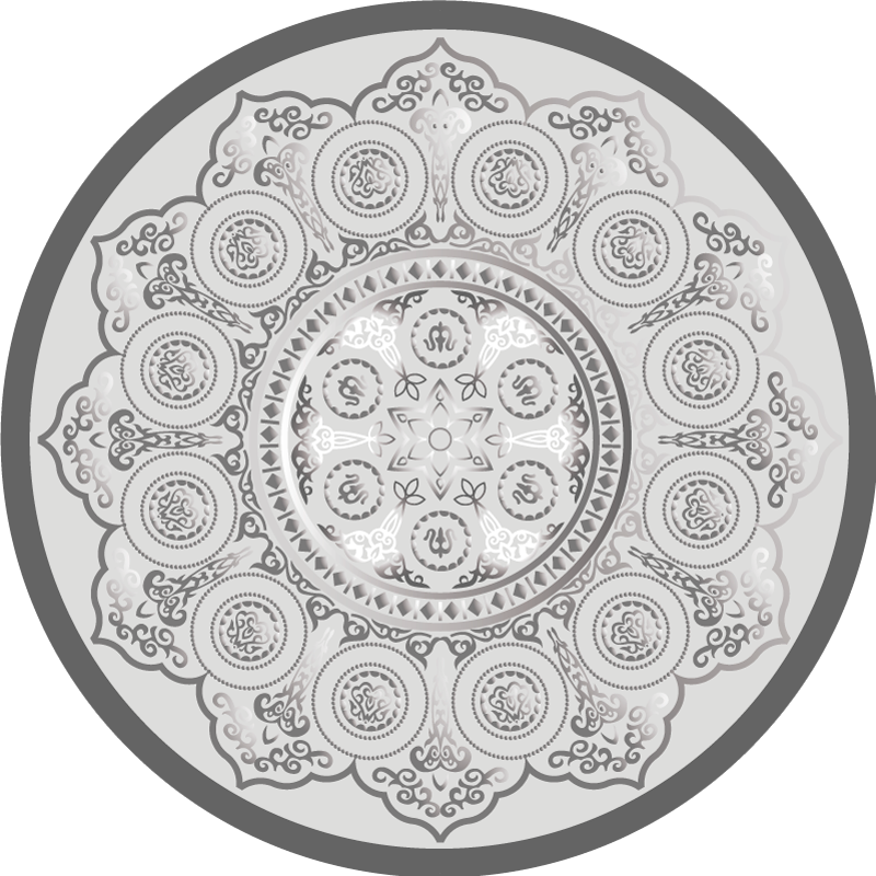Grey mandala pattern mandala vinyl rug - TenStickers