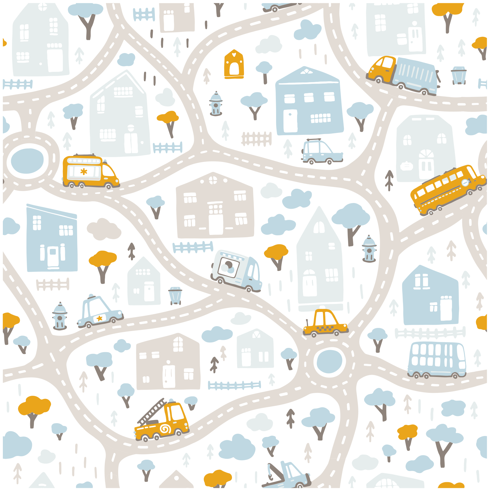 Doodle road map vinyl rug - TenStickers