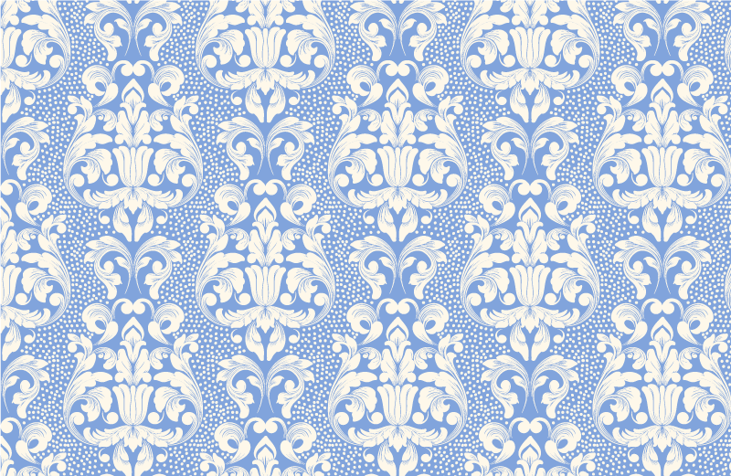 damask tile in blue tones modern rug - TenStickers
