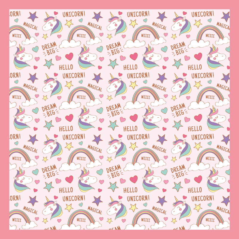 doodle unicorns words pattern vinyl rug - TenStickers